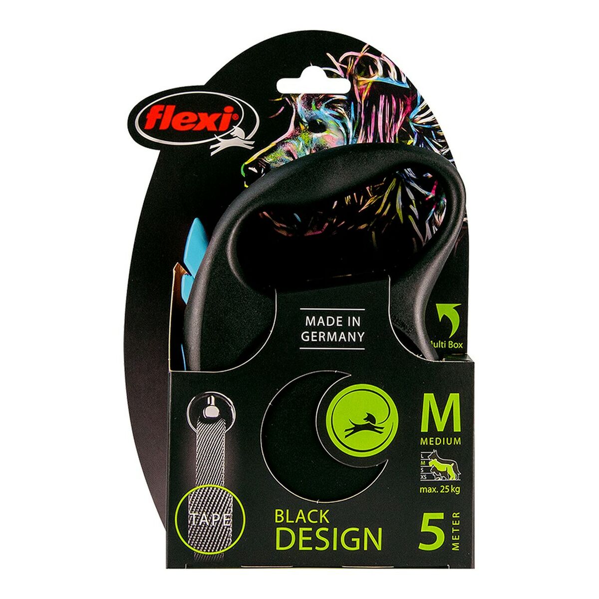 Pasji svinec Flexi BLACK DESIGN 5 m Modra Velikost M